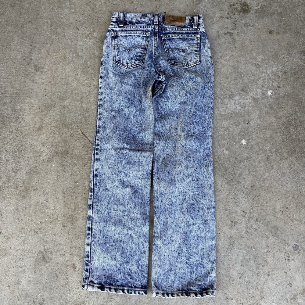 Vintage 80s Levis Acid Wash Black Girls 12 Reg Denim Jeans USA Made 26x26‎